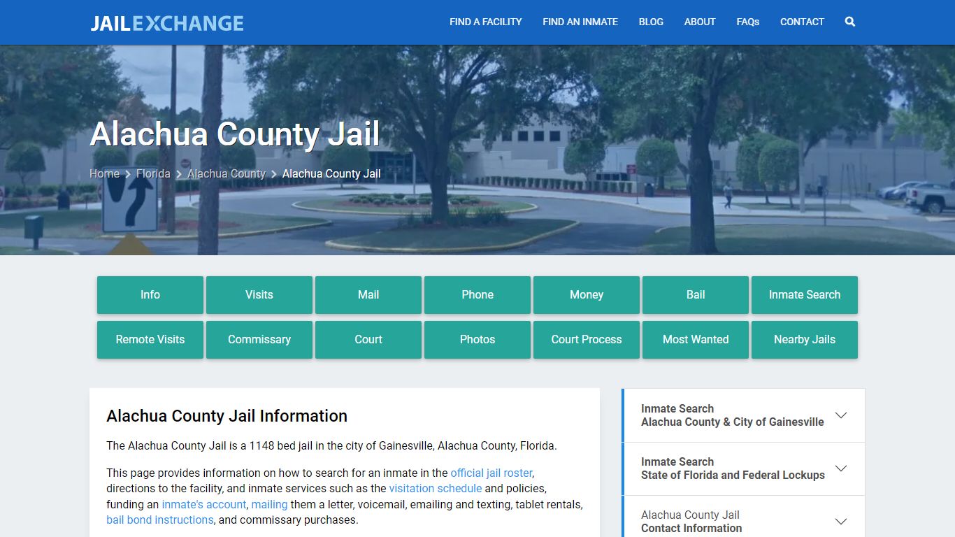 Alachua County Jail, FL Inmate Search, Information
